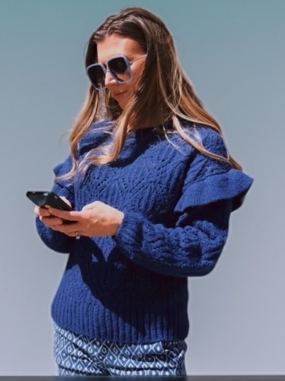 Old Navy Ruffle-Trim Metallic Pointelle Knit Sweater